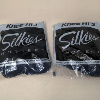 Vintage Silkies Knee-hi’s Womens Navy Blue Tights Lot Of 2 USA Made